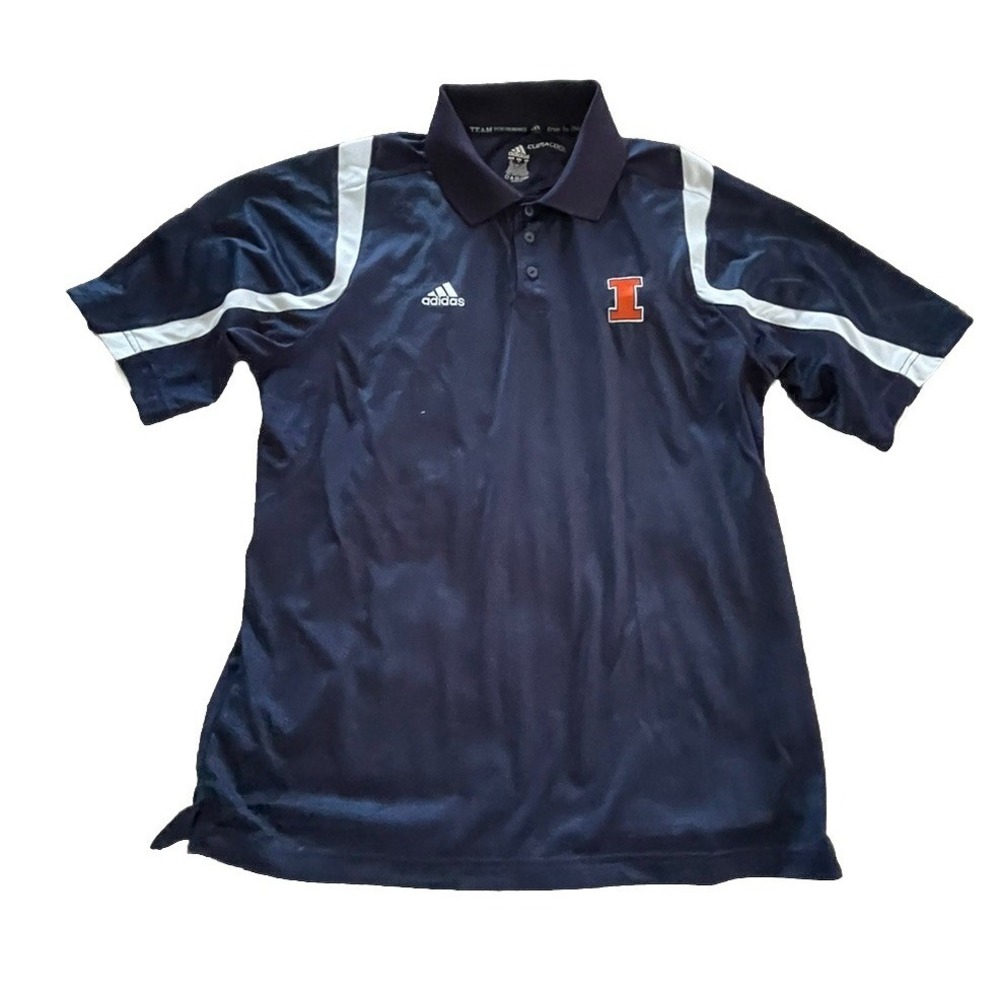 Illinois Fighting Illini Adidas Navy Climacool Performance Polo Mens Medium